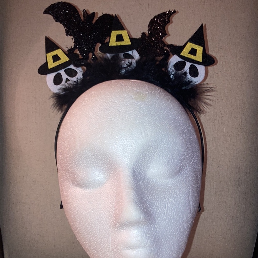 Halloween Skull & Bats Party Headband One Size